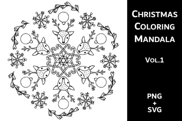 Christmas Coloring Mandala Vol.1: A Graphics Asset for Coloring Pages Amp