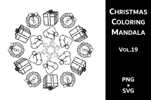 Christmas Coloring Mandala Vol.19: A Graphics Asset for Seasonal Projects