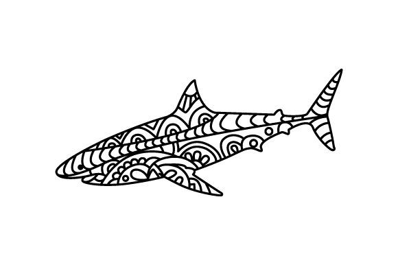 Shark Mandala Line Art for Crafting Animals & Decor